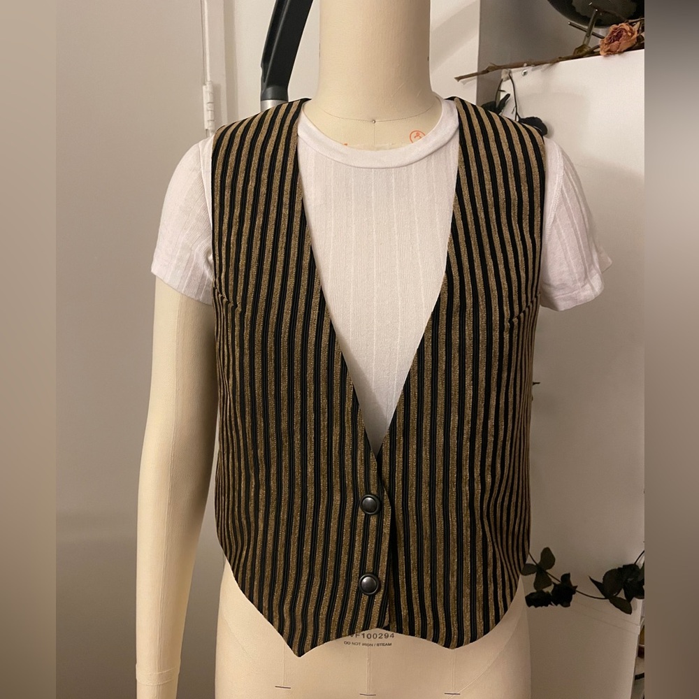 Vintage Striped Black and Gold Vest (Maruca Brand)